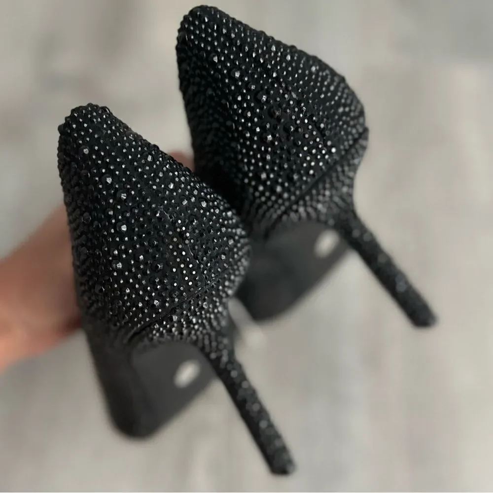 ZARA CRYSTAL HIGH HEELED SHOES BLACK